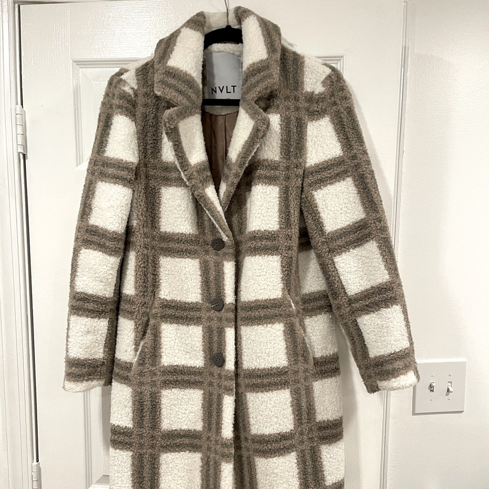 Anthropologie NVLT Carter Plaid Teddy Coat Size S